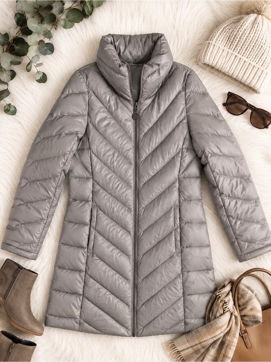 Calvin Klein Jackets & Blazers - Calvin Klein Packable Premium Down Puffer Coat Taupe Gray Womens M